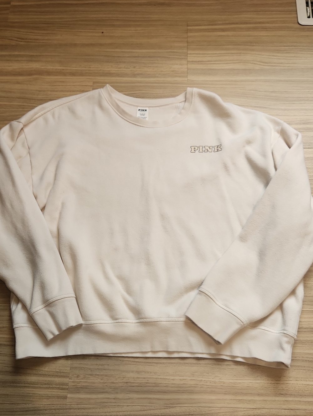 PINK Victoria's Secret Crewneck Sweatshirt in Light Cream